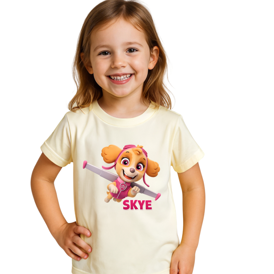 Camiseta Skye Patrulha Canina Menina Algodão 100% Premium Estampa Personagem Fofa