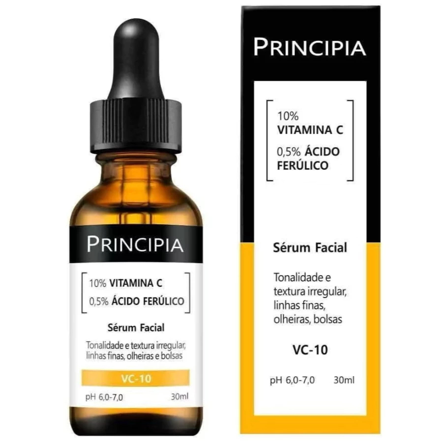 VC-10 Principia Vitamina C_Sérum com 10% de Vitamina Ce 0,5% de Ácido Ferúlico com alta eficácia contra linhas finas