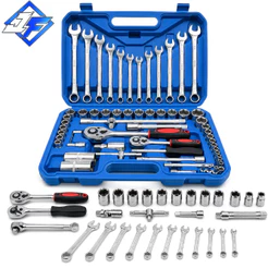 Kit 61 Peças de Ferramentas profissional jogo chave combinada soquetes e catraca grande