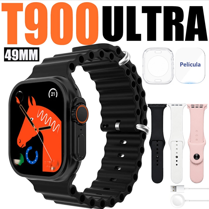 T900 Ultra Smartwatch Relógio Inteligente Prova Monitoramento Saúde Exercício Contagem