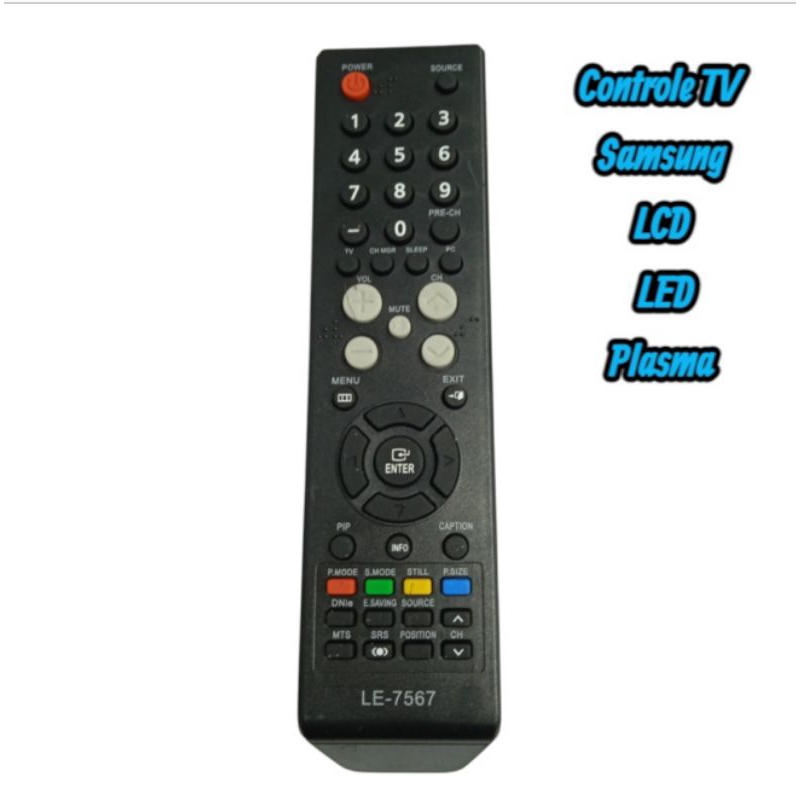 Controle Remoto Compatível TV Samsung Plasma LED LE-7567