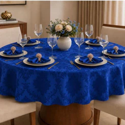 Toalha de Mesa Redonda Jacquard 8 lugares 2.20 Mts Casa