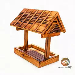 Comedouro para Pássaros Maçaricado e Envernizado Premium