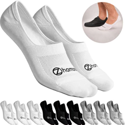 Kit 10 Pares Meias Zhamaro Algodão Sapatilha Soquete 100% Invisível Silicone Feminina Masculina