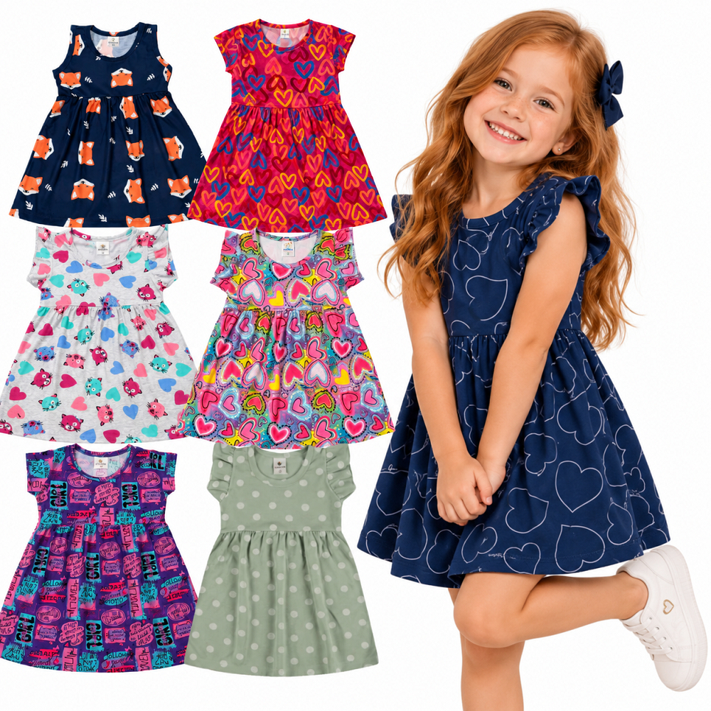 Vestido Infantil Menina 1 ao 10 Anos | Vestido Feminino Infantil Estampado | vestido menina | Roupa infantil menina