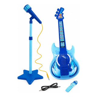 Guitarra Musical Infantil Brinquedo Com Microfone Pedestal Ajustável