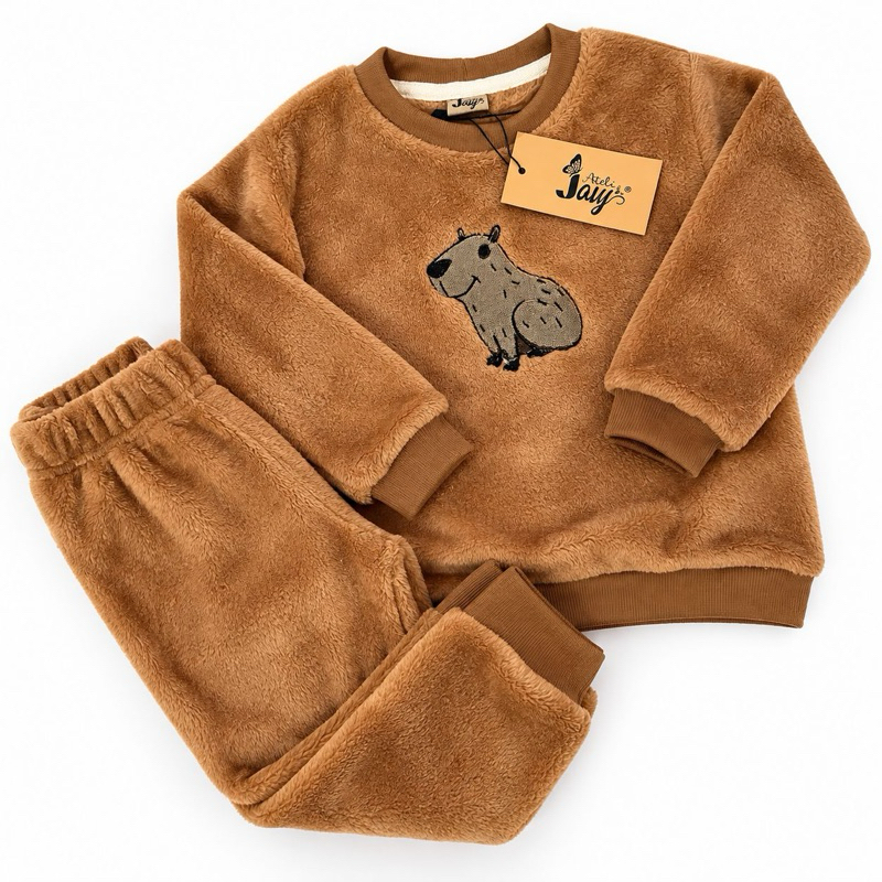 Conjunto Infantil Fleece Peluciado Inverno Unissex Blusa e Calça Quentinho