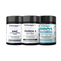 Kit Ômega 3 + Pro3Magnésio + NAC AlwaysFit | EPA DHA, 3 Magnésios e N-Acetil L-Cisteína | 150 Cápsulas