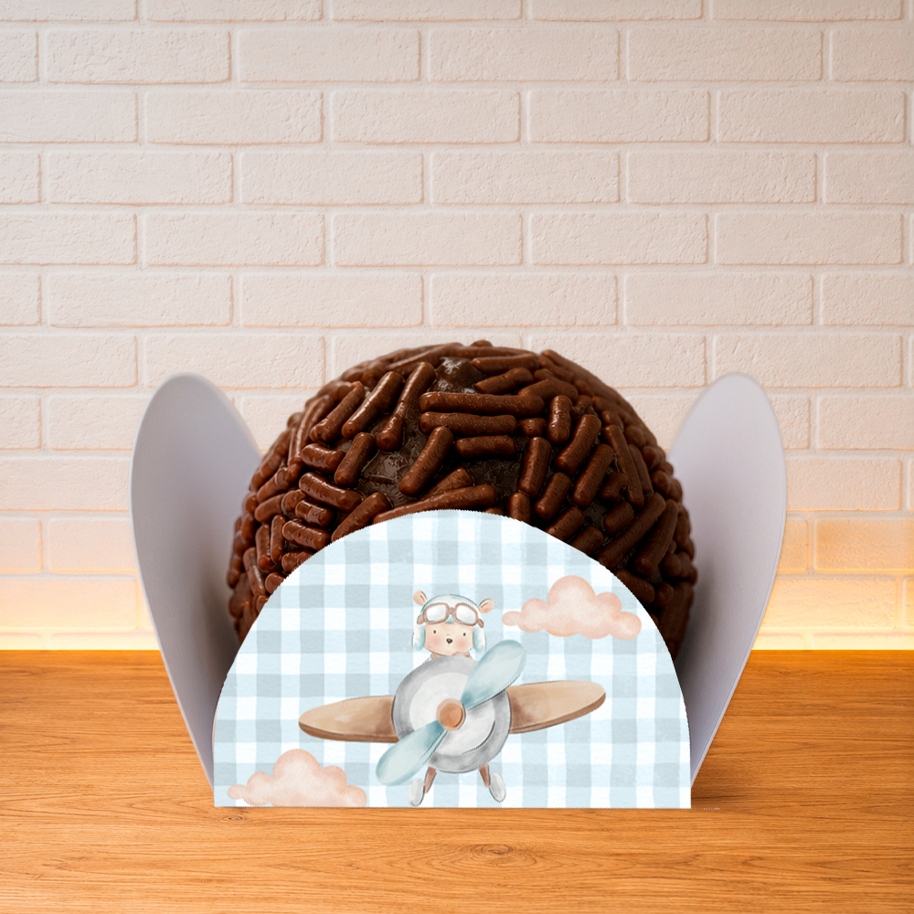 Forminhas Tema Ursinho Aviador Brigadeiro Porta Doce Festa de Aniversário Infantil