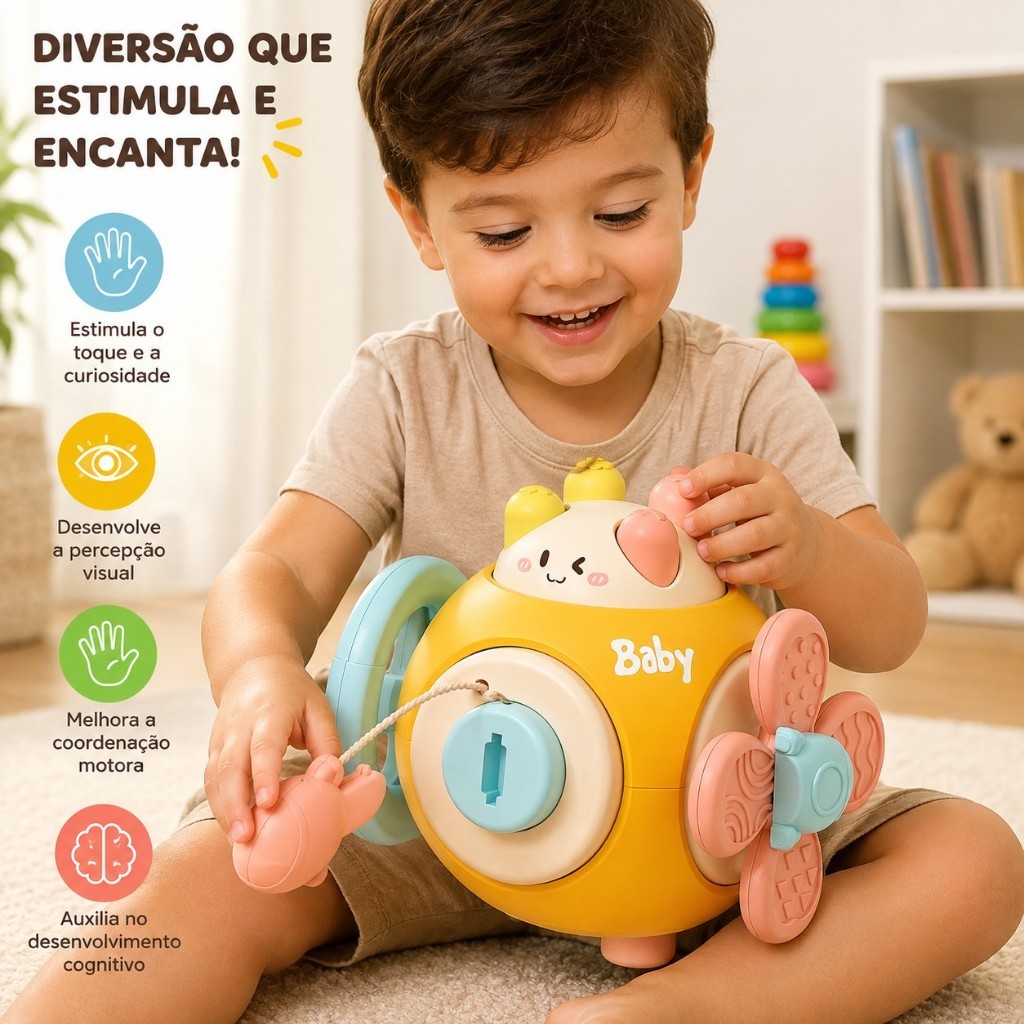 Cubo Sensorial Montessori para Bebês Brinquedo Educativo Interativo com Estímulo Motor e Coordenação Sensorial