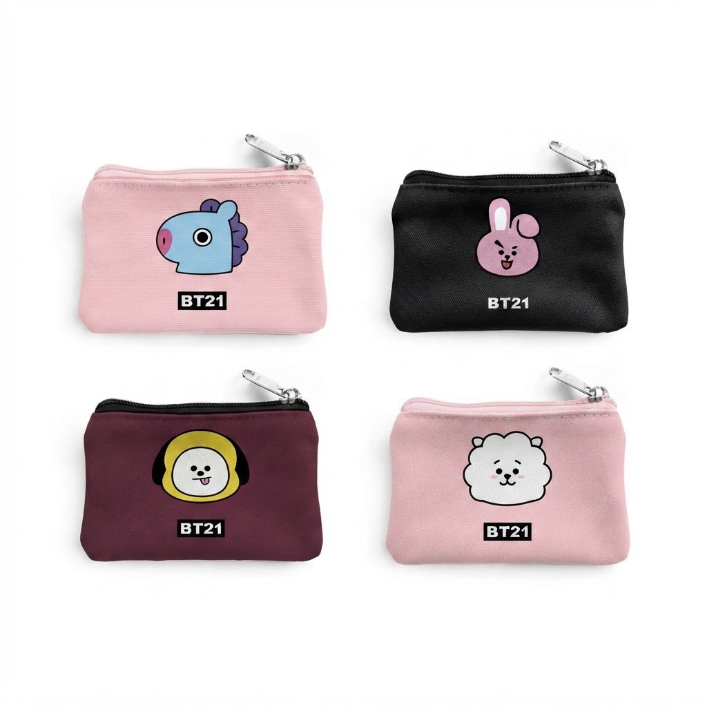 Porta Moedas Porta Cartões Temático BTS BT21 CHIMMY COOKY SHOOKY MANG KOYA TATA RJ