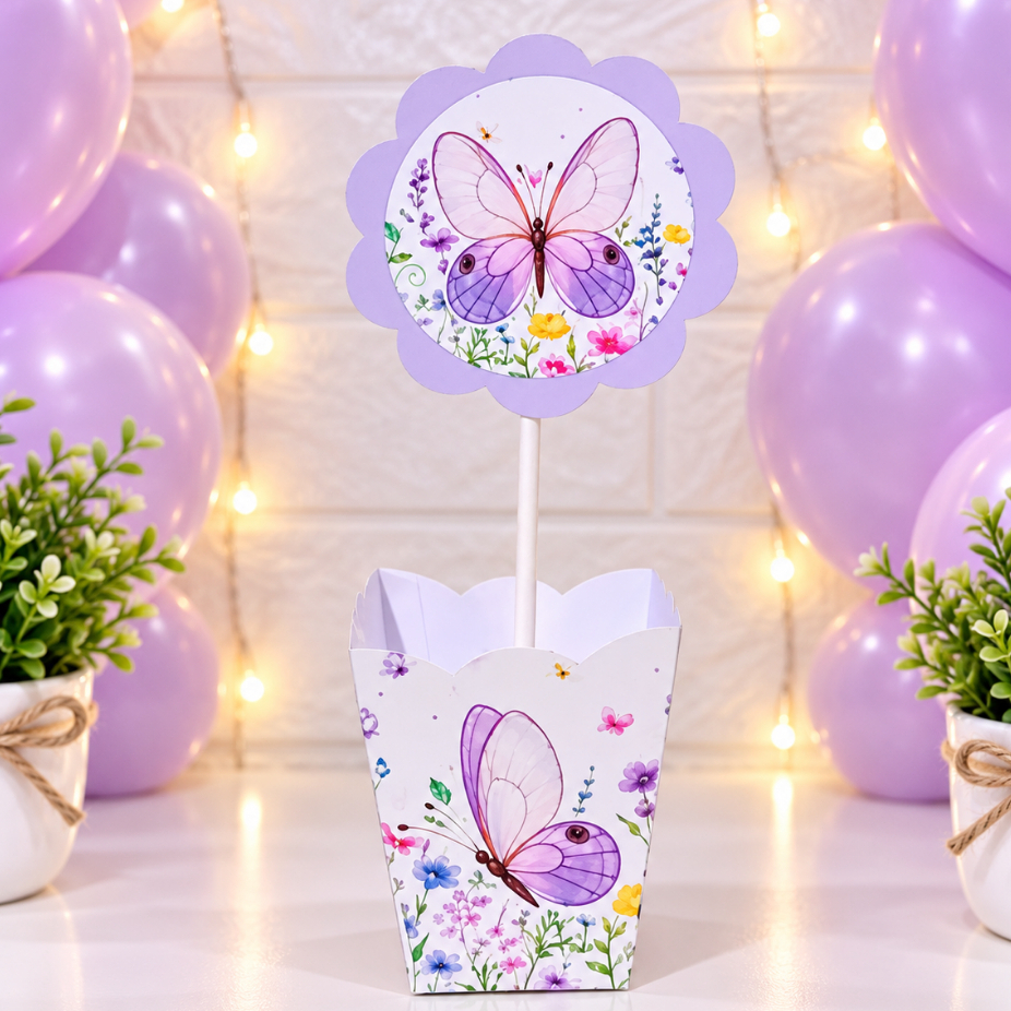 Cachepô Centro de Mesa JARDIM DAS BORBOLETA LILAS/ Festa Infantil Lembrancinha Decoração/ Pronta Entrega /Personalizado