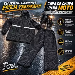 Capa De Chuva Motoqueiro Ciclista Impermeável Reforçada Calça Jaqueta C/ Capuz Confortável Flexível Motoboy e Entregador