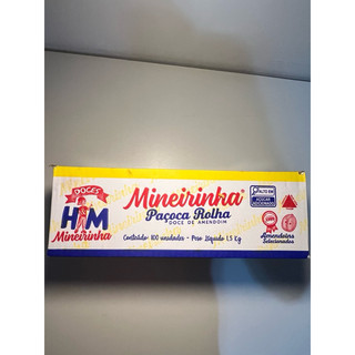 paçoca rolha Mineirinha HeM 15gr, caixa com 100 unidades