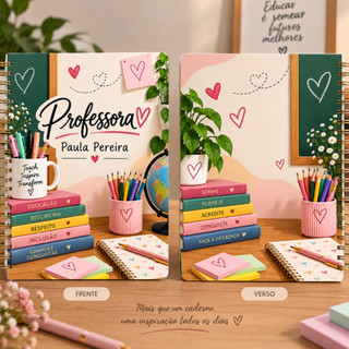 Caderno Professora com Nome Personalizado Tamanho 21x15 A5