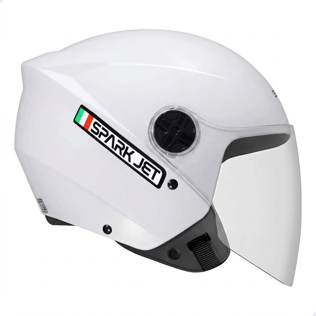 CAPACETE ABERTO EBF MODELO JET SOLID BRANCO BRILHANTE
