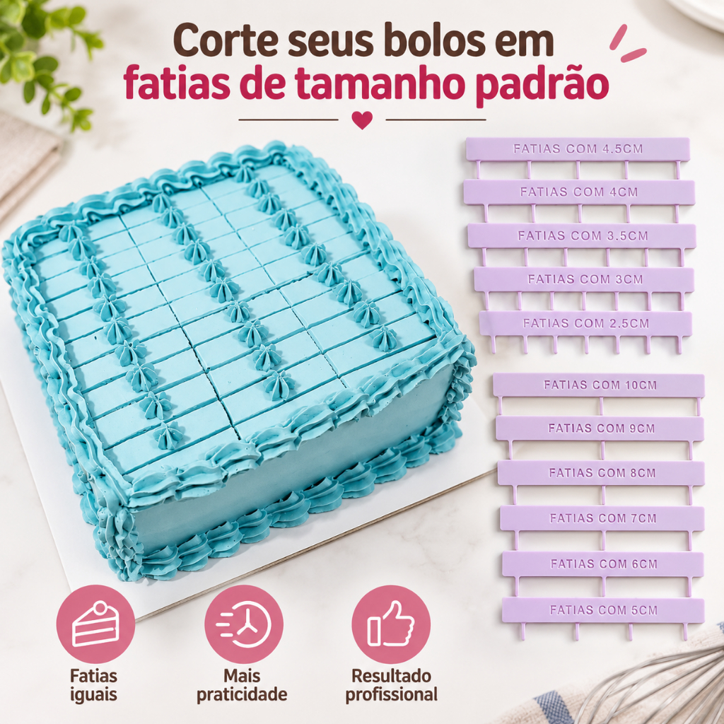 Régua Fatia Padrão | Régua marcadora de Corte para Bolos e Doces Slice Cake Fatia de Bolo Marcador de fatias