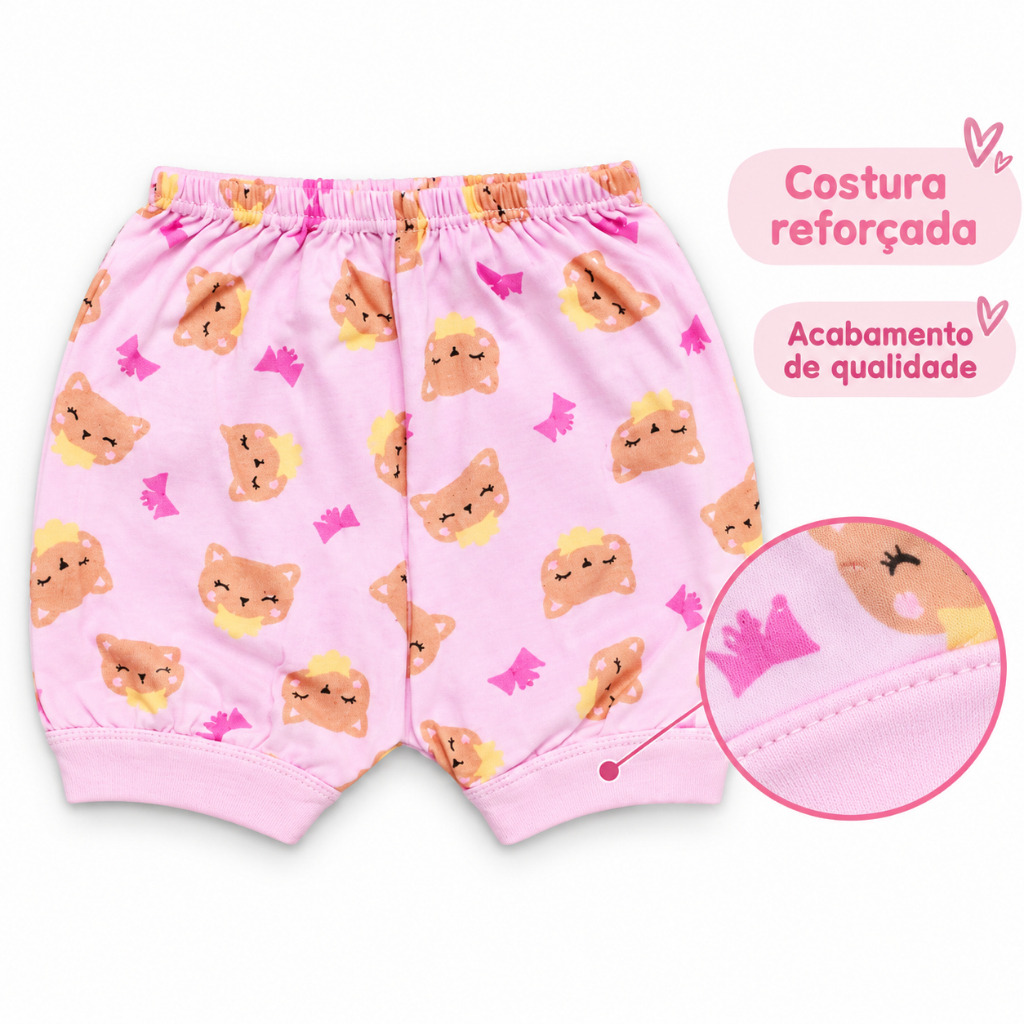 Kit 6 Short Tapa Fralda Bebê 100% Algodão Menino Menina Estampado Enxoval Tamanho Único
