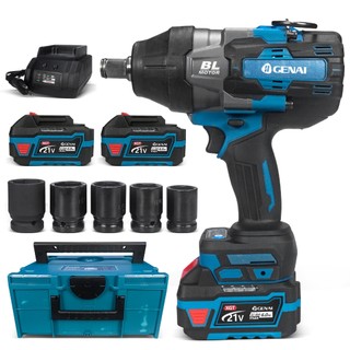 🔥Genai🔥21V Chave de Impacto 3000N.m 1500W Motor Sem Escova - Kit com 2 Baterias e Maleta