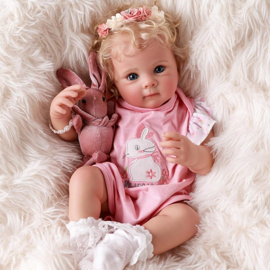 Bebê Reborn 48cm Silicone Realista Menina Olho Azul BRASTOY