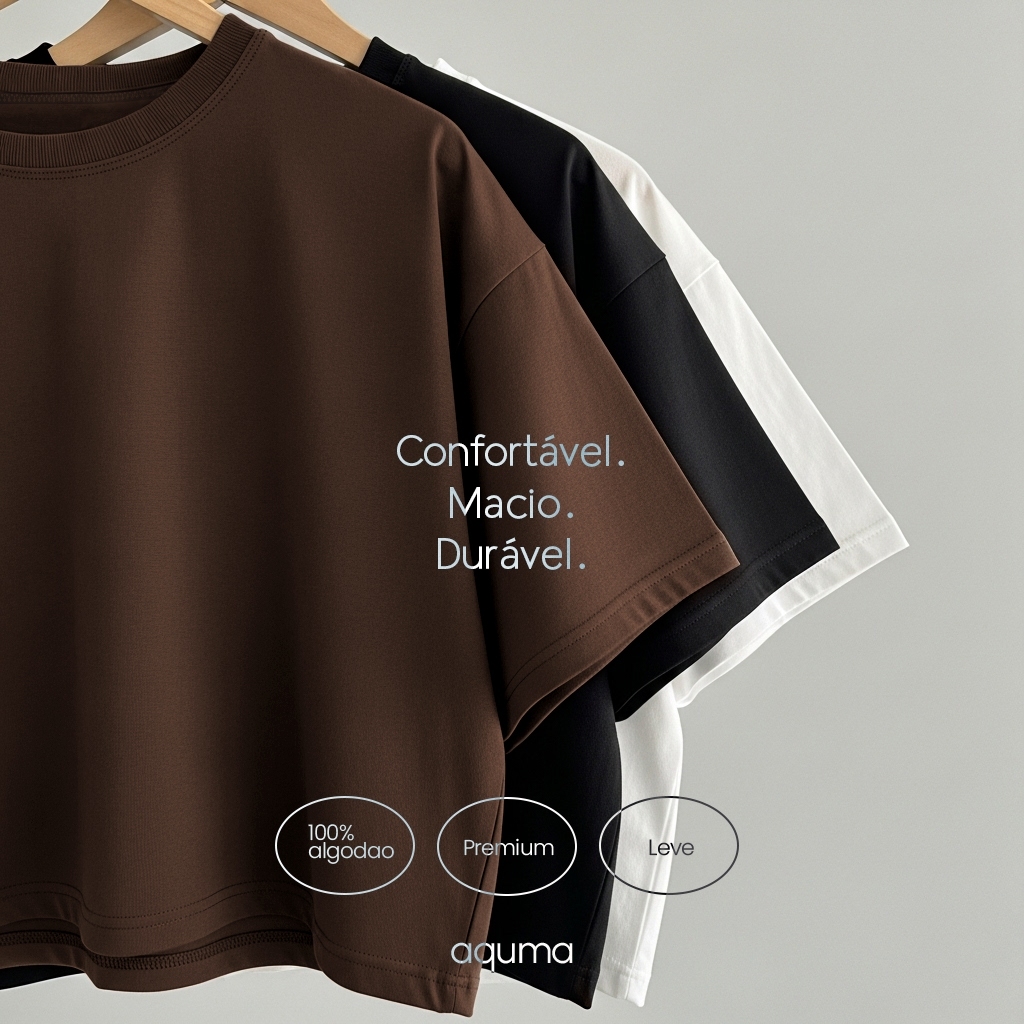 Kits- Cropped Feminino Algodão Manga Curta Oversized Blusa Básica Casual Soltinha Confortável Leve Moda Feminina