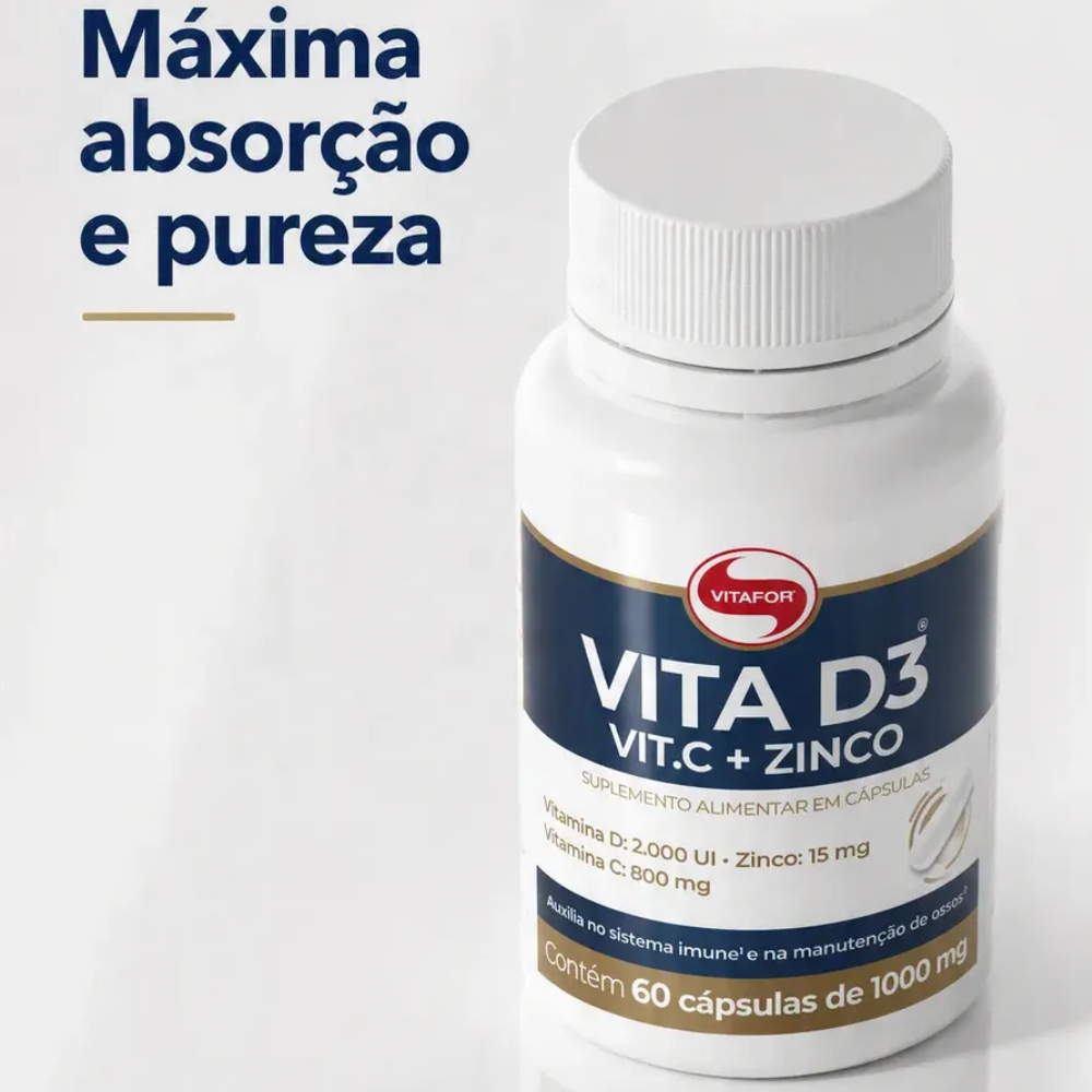 Suplemento Vitamínico Vita D3 + C + Zinco 60 Cápsulas Vitafor 1.000mg — imagem 2 de 2
