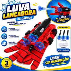 Luva Lança Dardos Infantil Brinquedo Lançador com Dardos Ventosa