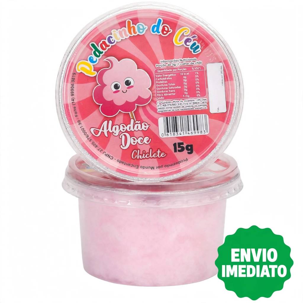 Kit 15 Potes de Algodão Doce 15g Lembrancinha para Festa
