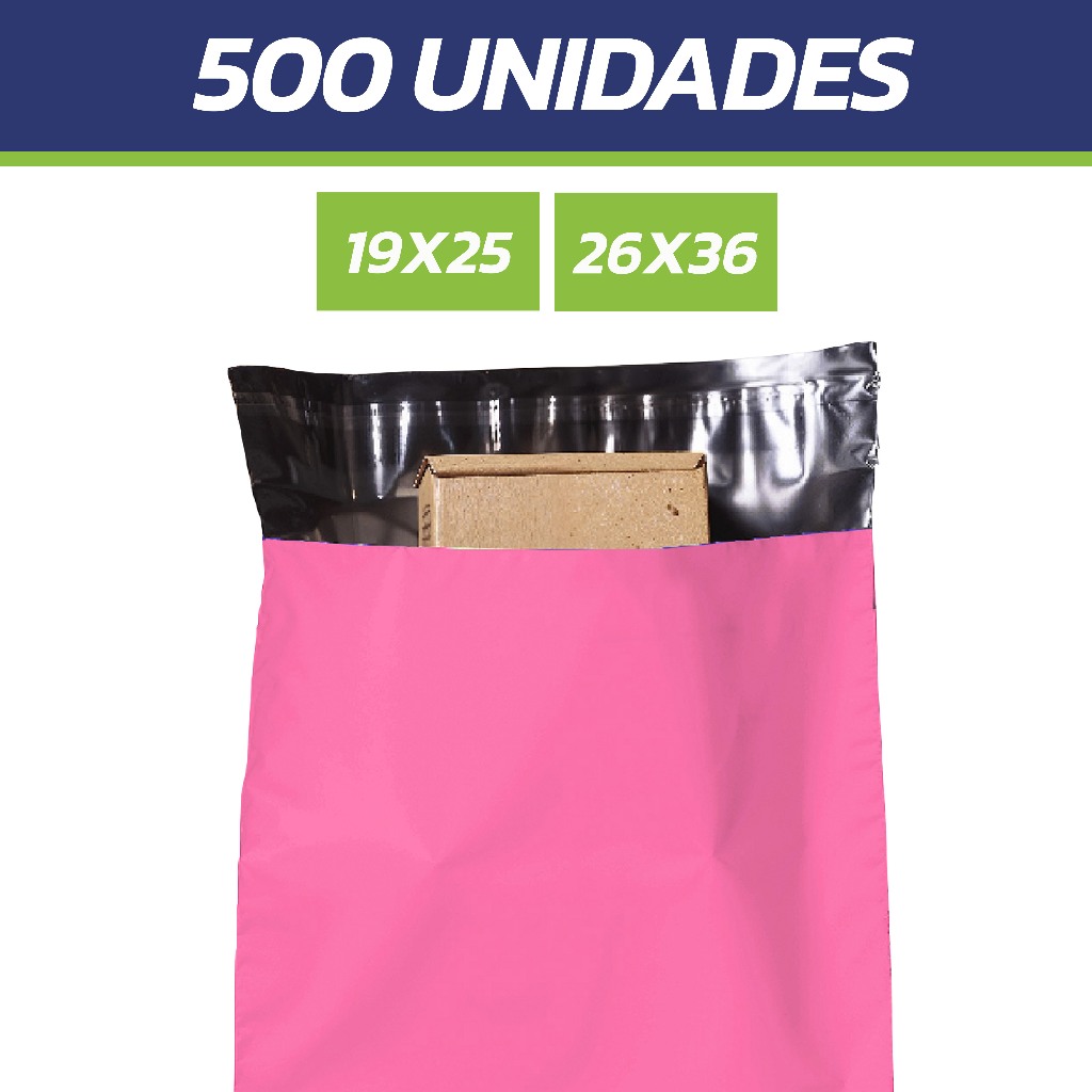 Kit 500 Envelopes de Segurança Rosa | Embalagem Saco Envios Correios com Lacre