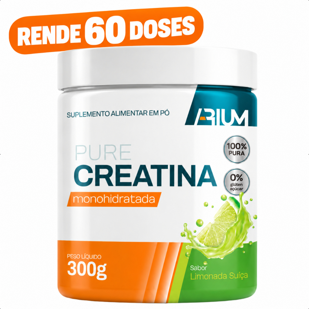 Creatina Suplemento Monohidratada Zero Carboidrato Pó Sabor Limão Arium 300g