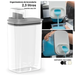 Dispenser Organizador de Lavanderia 2,3L Acrílico Porta Amaciante Sabão em Pó Sabonete Liquido