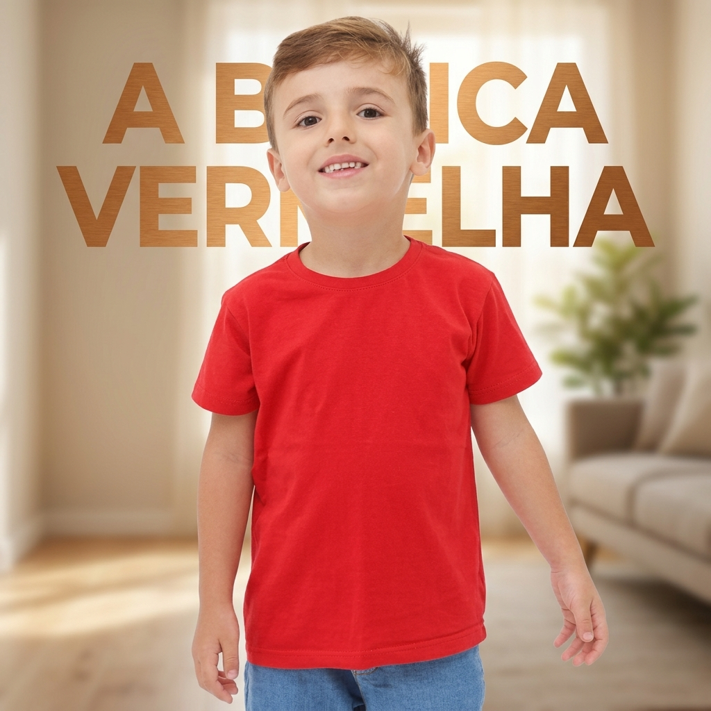 Camiseta Infantil Básica Lisa Manga Curta Gola Redonda Confortável