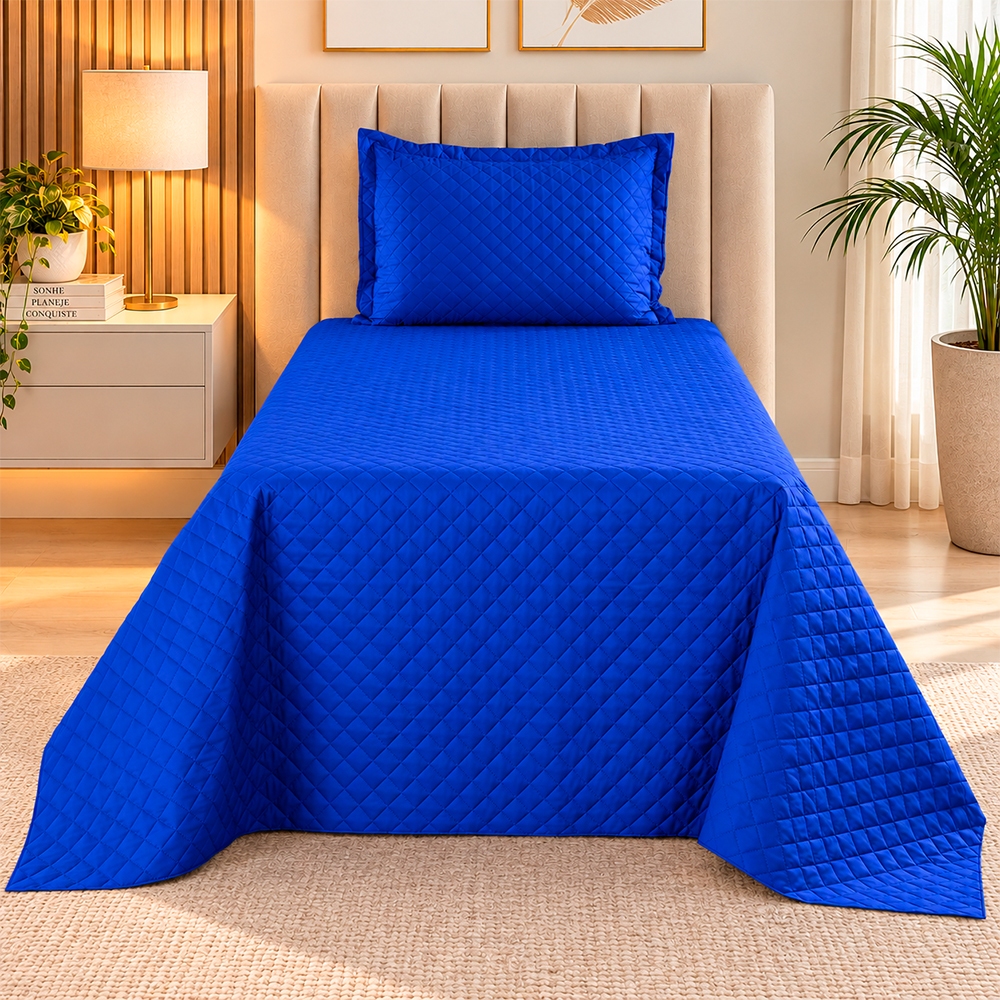 Kit Colcha Cobre Leito Solteiro 2,20 X 1,40 Matelado Cama Box Infantil Baú Ou Porta Travesseiro Avulso