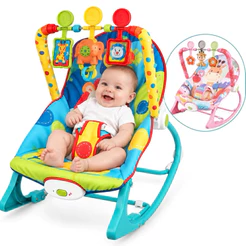 Cadeira de Descanso Infantil Musical com Vibração, Arco de Brinquedos e Cinto de Segurança – Suporta até 18 kg