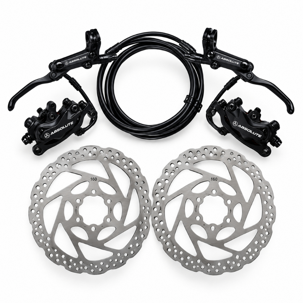 Kit Freio Hidráulico Absolute Wild 2 Pistões + 2 Discos 160mm MTB