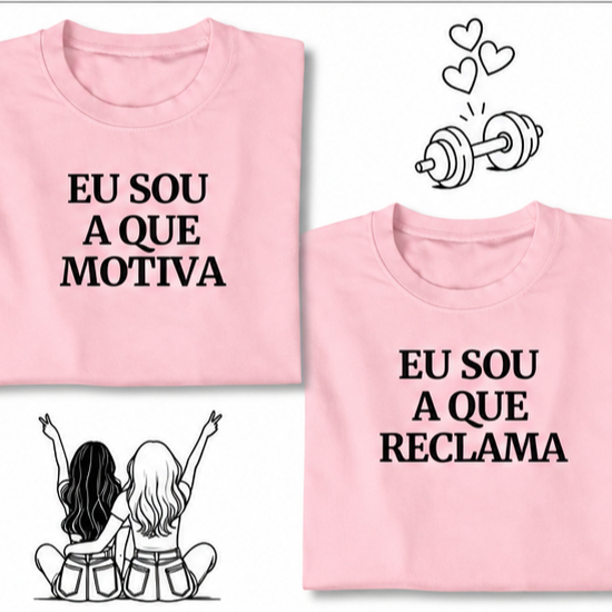 Kit 2 ou 1 Camisetas Femininas Amigas Academia 100% Algodão Manga Curta