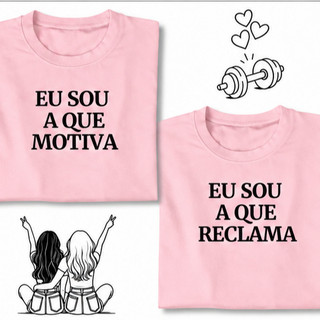 Kit 2 ou 1 Camisetas Femininas Amigas Academia 100% Algodão Manga Curta