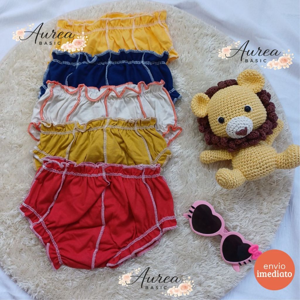 Kit 5 Calcinha Infantil Tapa Fralda Enxoval Menina Confortável Estampada Várias Estampas Shortinho Algodao