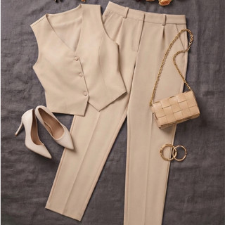 CONJUNTO ALFAIATARIA ELEGANTE COLETE E CALÇA SOCIAL DE BOTÃO PLUS SIZE CASUAL FEMININA LOOK LUXO ESCRITORIO TRABALHO