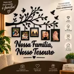 Quadro Decorativo em MDF 10x15– Árvore com Molduras para Fotos de Família