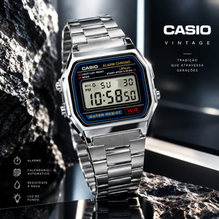 Relógio Casio Vintage Unissex Prata Digital A158WA-1DF