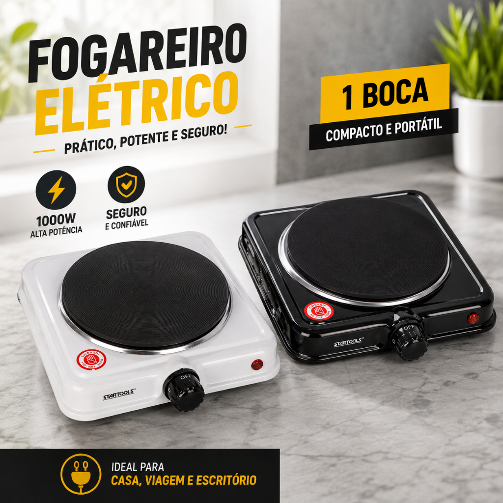 Fogareiro Elétrico Indução Portátil 1 Boca 110V 220V Fogão de Mesa Controle Temperatura