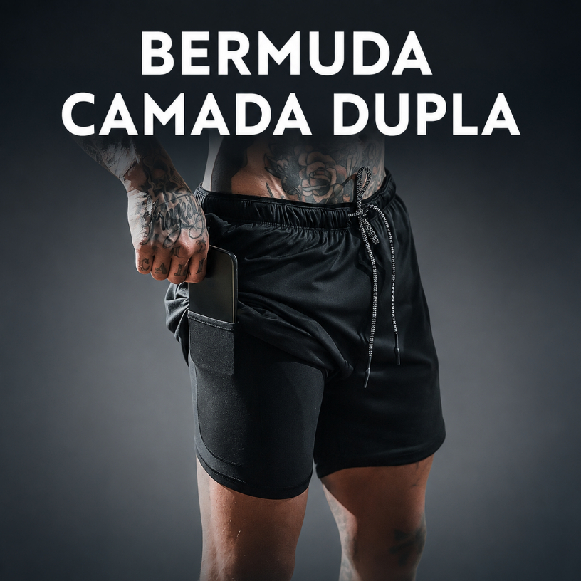 Bermuda 2 em 1 Térmica Masculina Forro de Compressão