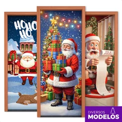 Capa de Porta Natal Em Tecido Sublimado Veste Porta Decoração Natalina para Casa C/Elástico 0,80x2,1