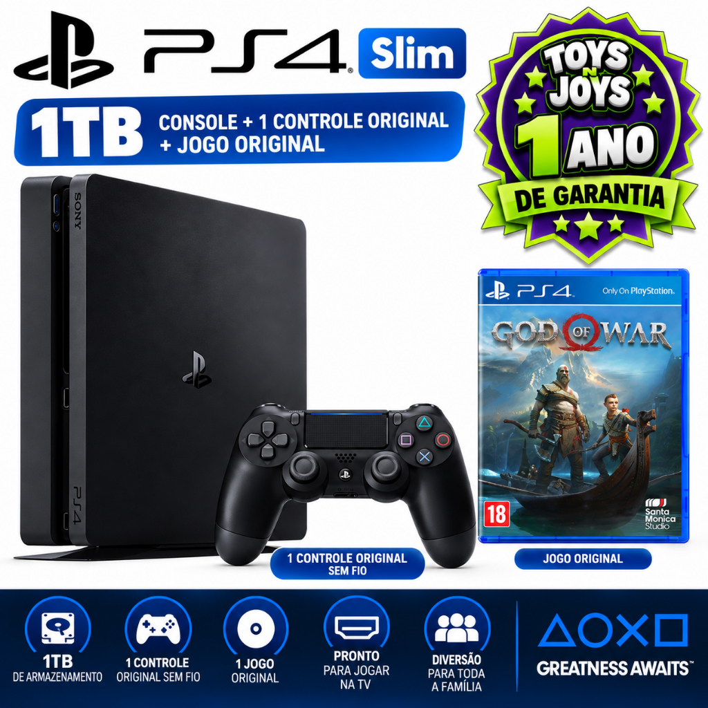PlayStation 4 1TB: Full HD e HDR | Shopee Brasil