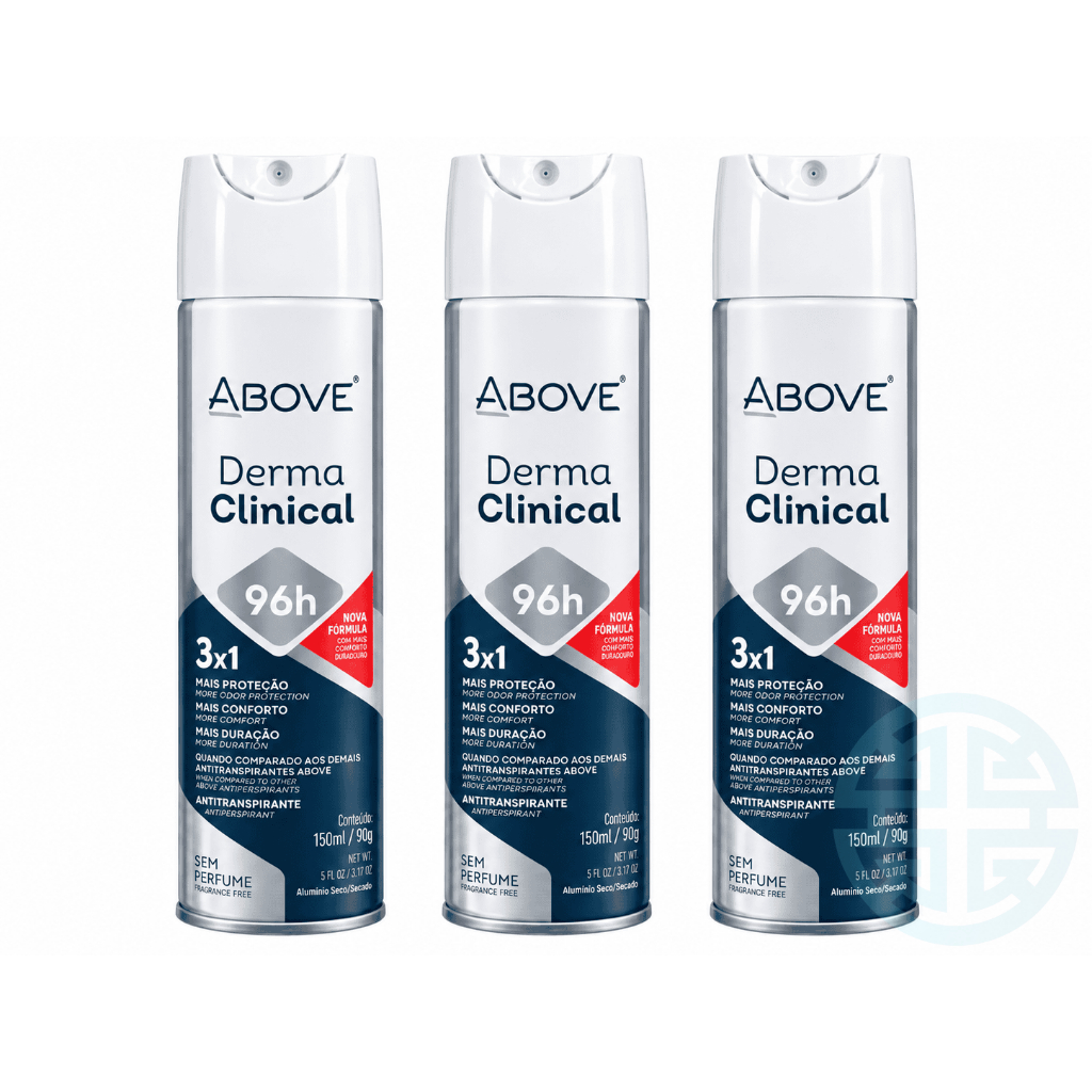 Kit 03un Desodorante Antitranspirante Aerosol Above Derma Clinical Sem Perfume 150ml