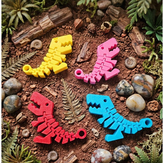 Chaveiro Dinossauro Articulado Esqueleto T-Rex Impressão 3D Várias Cores Presente Fidget Toy