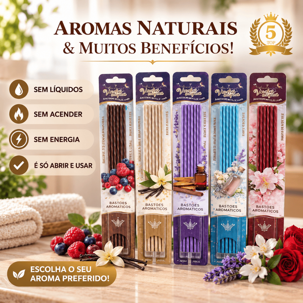 Varetas Mágicas Perfumadas Ardecor Aromatizante a Seco sem Líquido sem Fogo sem Energia para Pequenos Ambientes