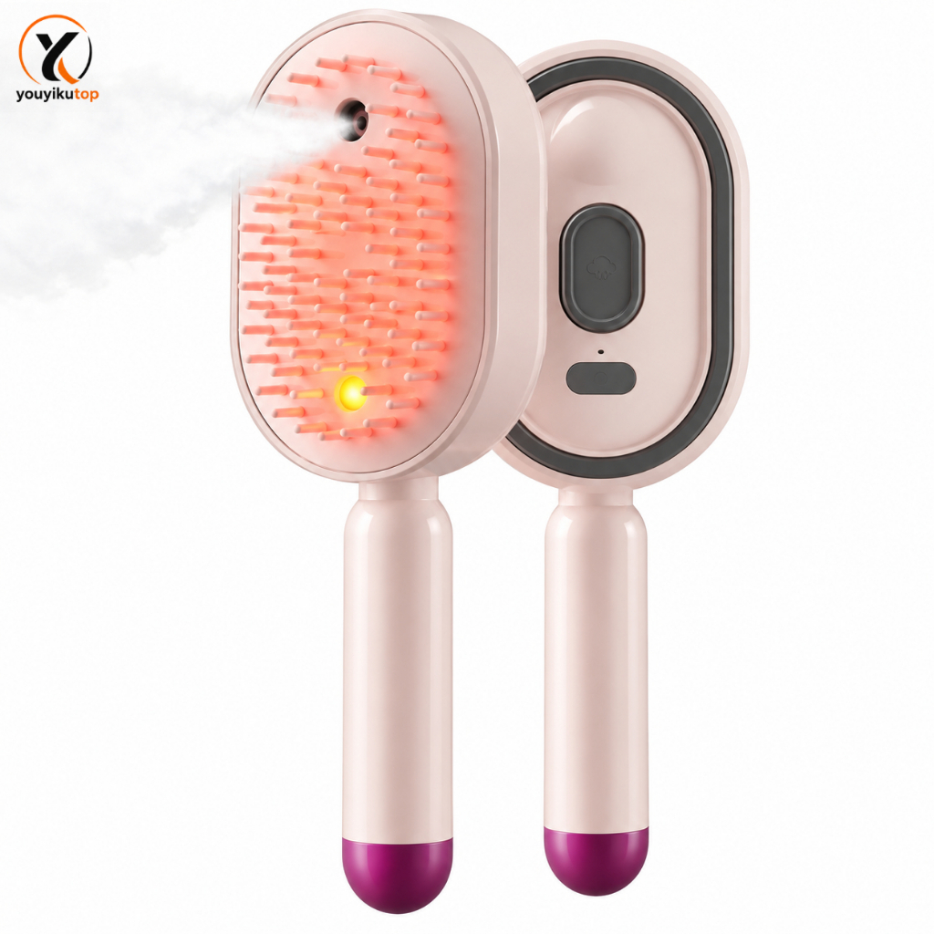 Escova De Cabelo Elétrica A Vapor 3 Em 1 Alisador Recarregável Com Spray De Névoa Almofada Desembaraçadora Pente