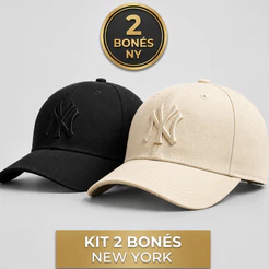 Kit 2 Bonés New York NY Bordado | Feminino Masculino | Premium | Aba Curva | Ajustável | Várias Cores - ENVIO IMEDIATO